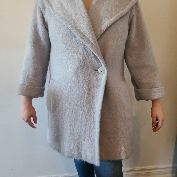 Jaeger Light Blue Wool Coat Vintage - Picture 5 of 10